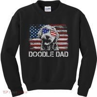 hug day Doodle Dad Goldendoodle Dog American Flag Kids Sweatshirt thumb 0