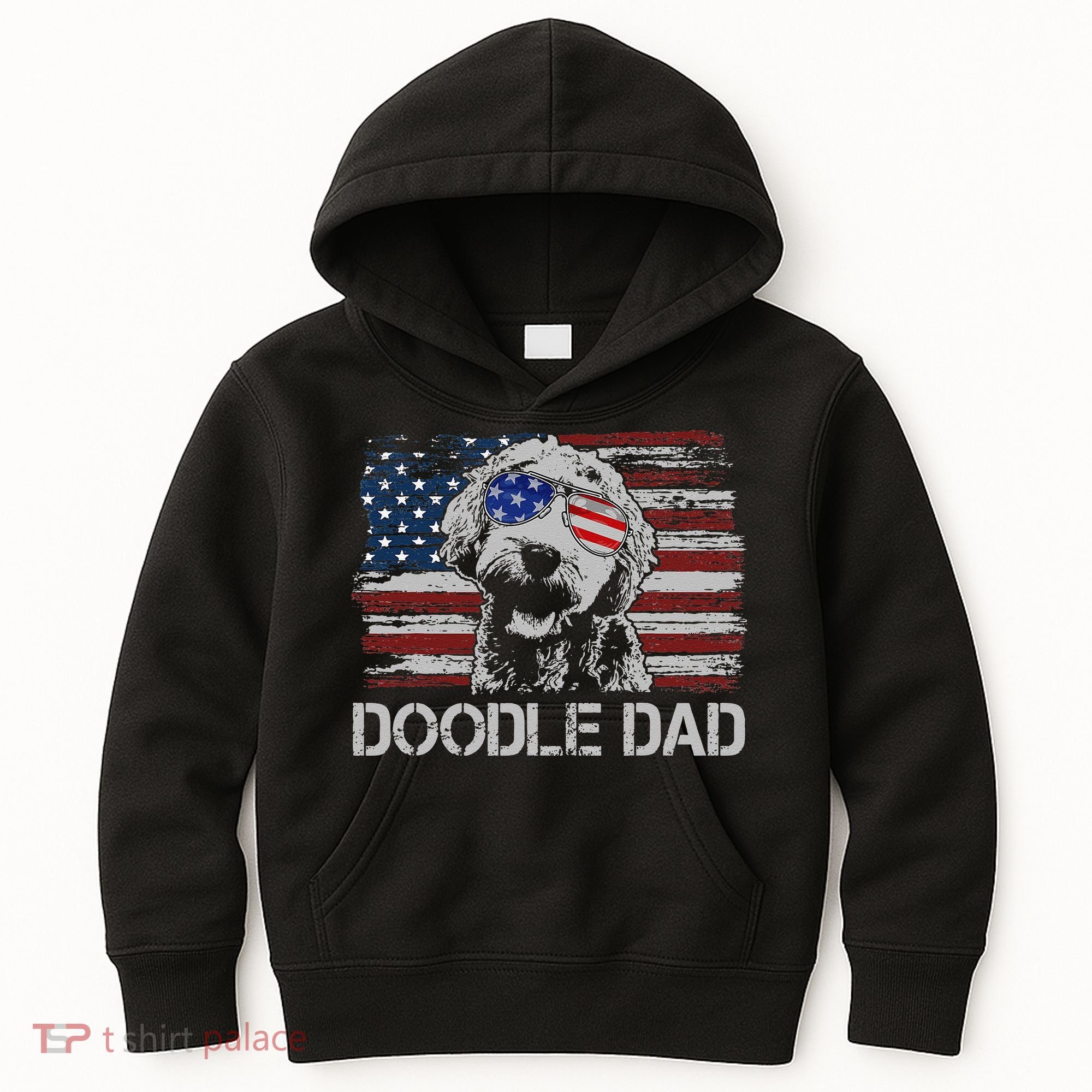 hug day Doodle Dad Goldendoodle Dog American Flag Kids Hoodie