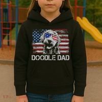 hug day Doodle Dad Goldendoodle Dog American Flag Kids Hoodie thumb 3