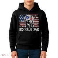 hug day Doodle Dad Goldendoodle Dog American Flag Kids Hoodie thumb 4