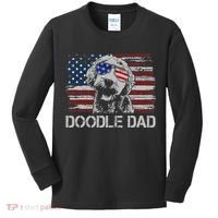 hug day Doodle Dad Goldendoodle Dog American Flag Kids Long Sleeve Shirt thumb 0