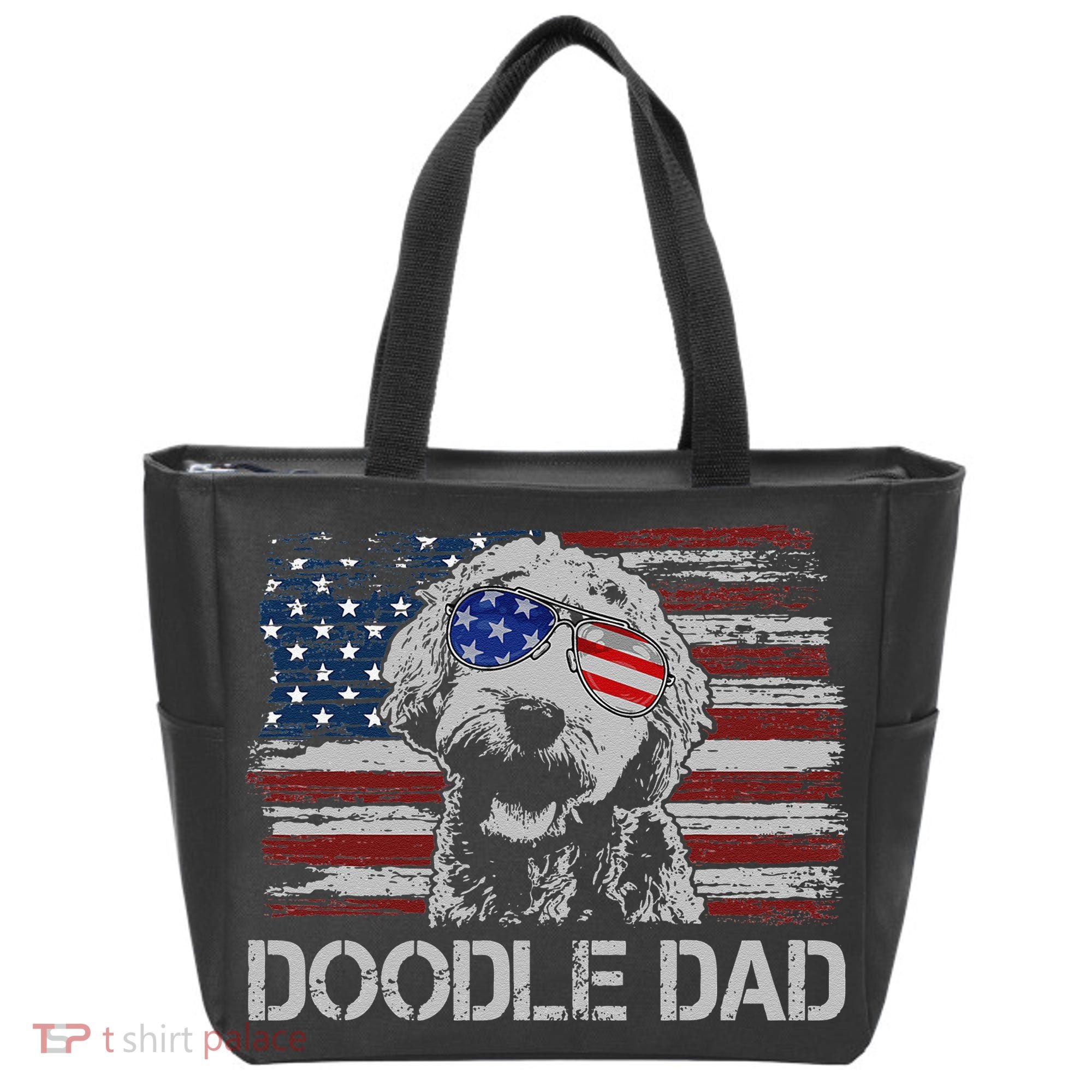 hug day Doodle Dad Goldendoodle Dog American Flag Tote Bag