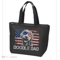 hug day Doodle Dad Goldendoodle Dog American Flag Tote Bag thumb 3