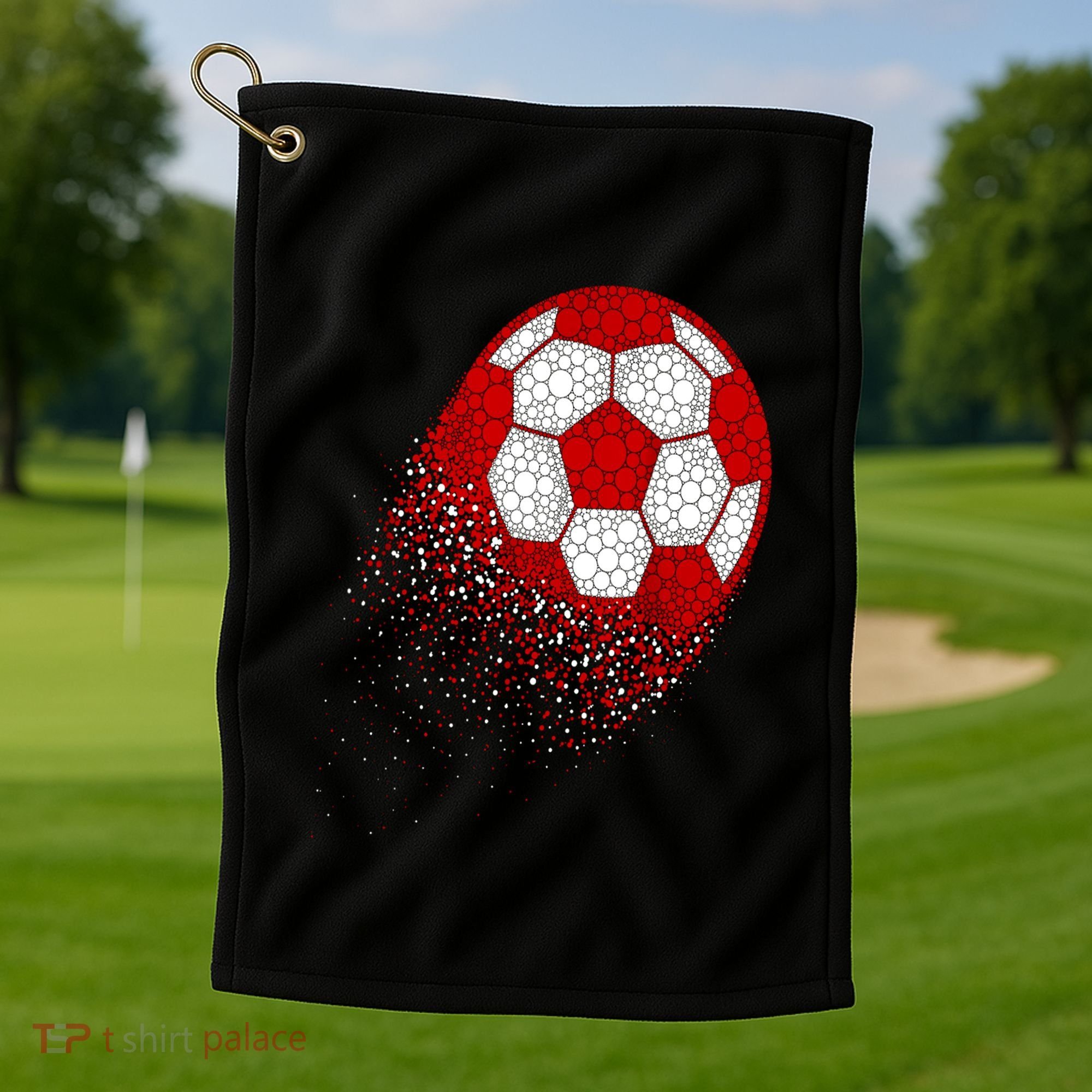 Happy Dot Day Ball With Polka Dots Funny Soccer Gift Golf Towel