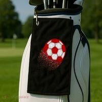 Happy Dot Day Ball With Polka Dots Funny Soccer Gift Golf Towel thumb 2