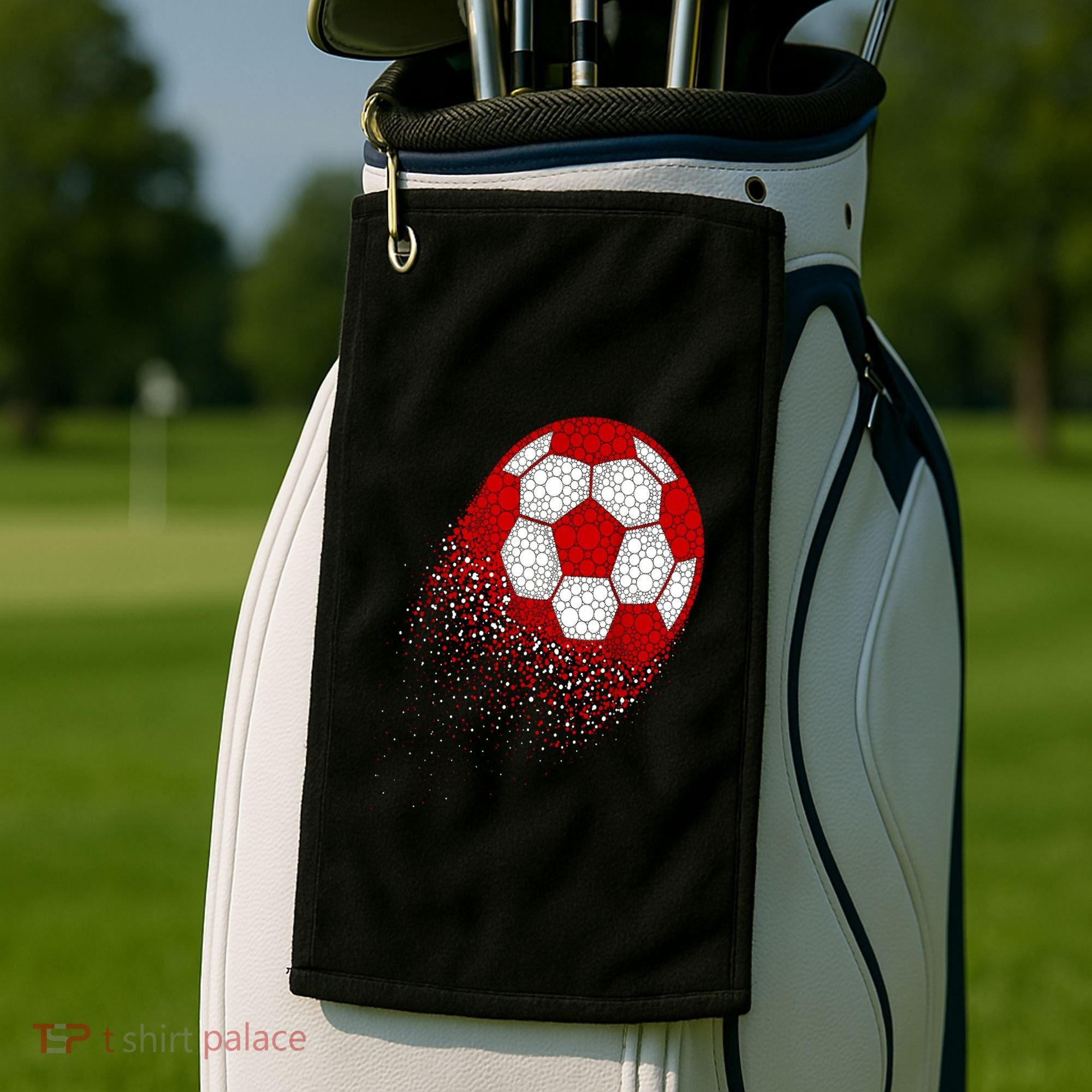Happy Dot Day Ball With Polka Dots Funny Soccer Gift Golf Towel