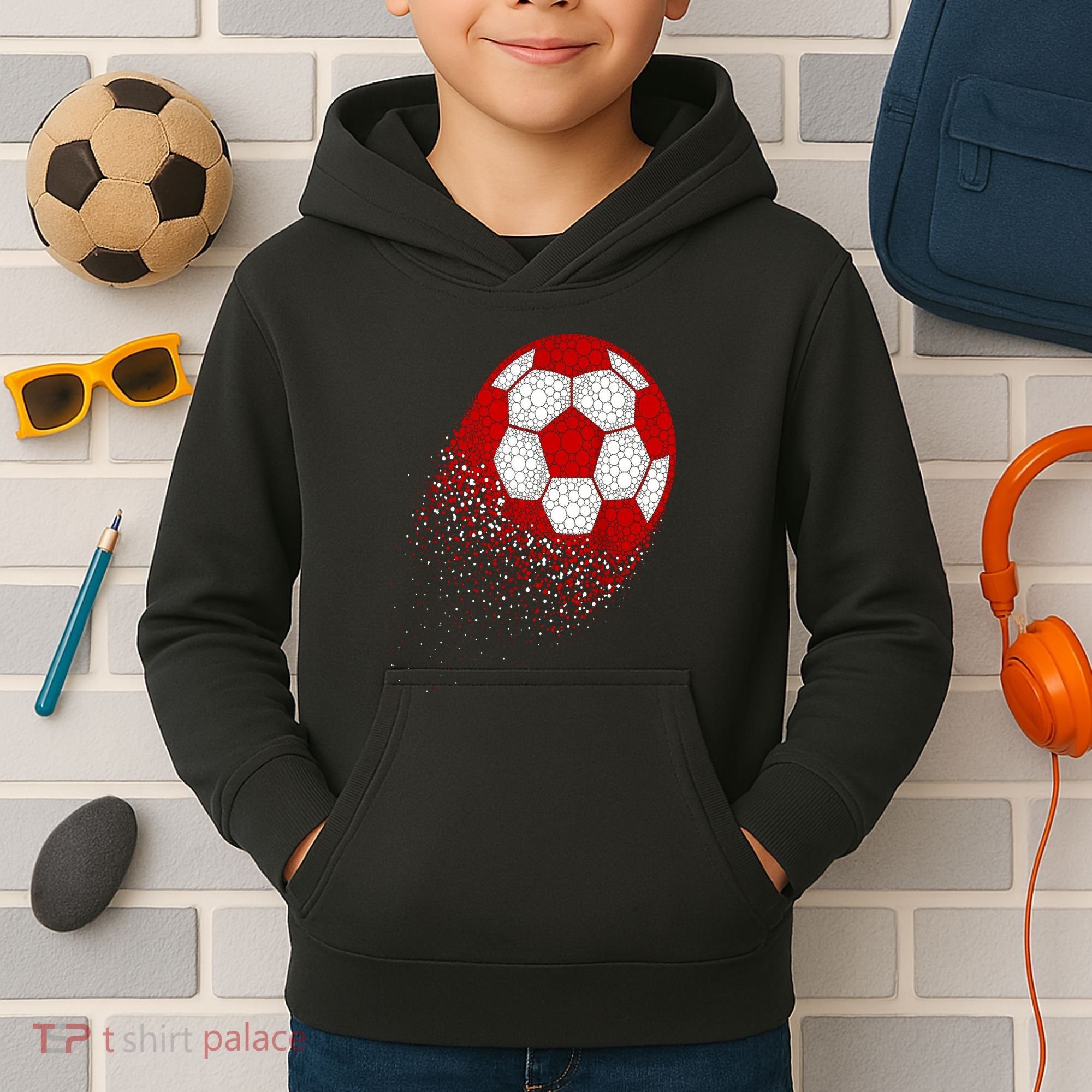 Happy Dot Day Ball With Polka Dots Funny Soccer Gift Kids Hoodie