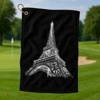 Hand Drawn Eiffel Tower Golf Towel thumb 1
