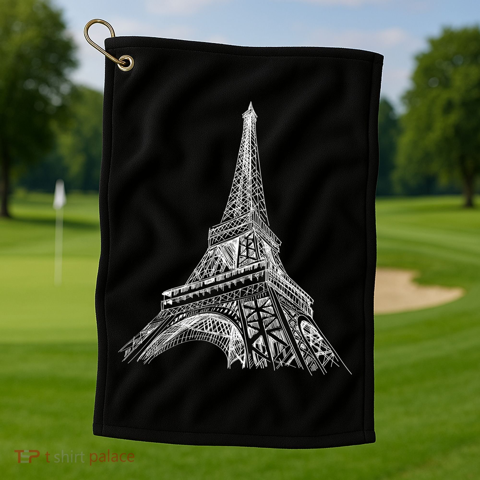 Hand Drawn Eiffel Tower Golf Towel