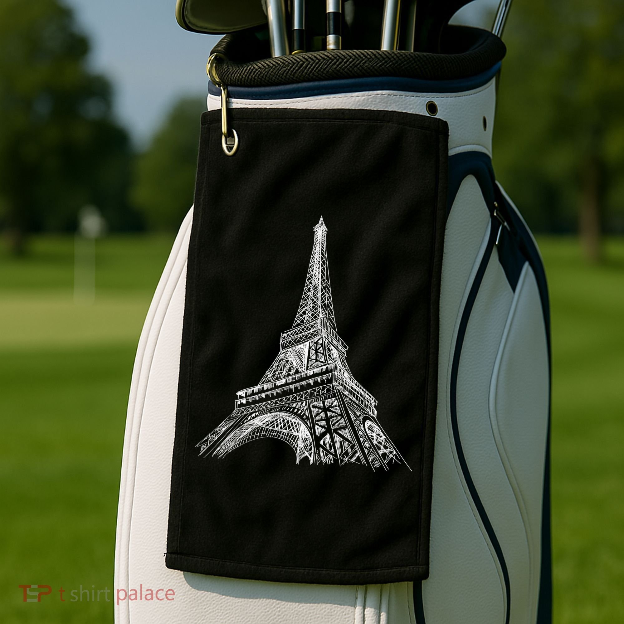 Hand Drawn Eiffel Tower Golf Towel