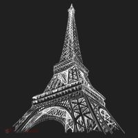 Hand Drawn Eiffel Tower Golf Towel thumb 3