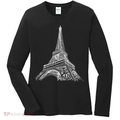 Hand Drawn Eiffel Tower Women's Long Sleeve Shirt