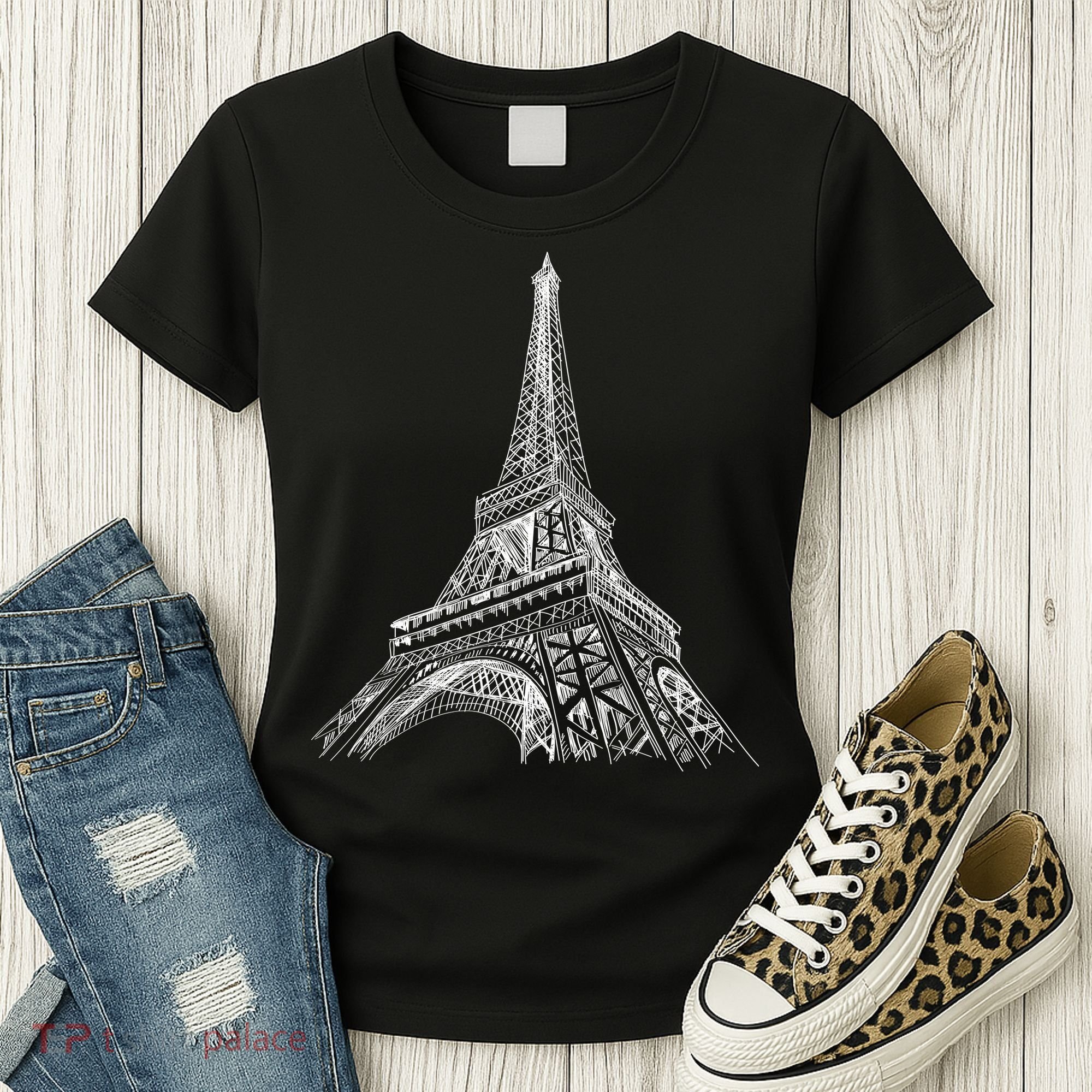 Hand Drawn Eiffel Tower Women's T-Shirt