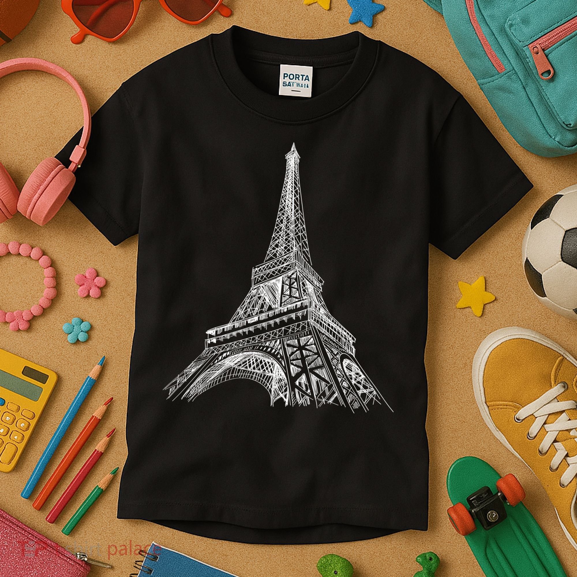 Hand Drawn Eiffel Tower Kids T-Shirt
