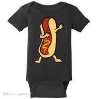 Hotdog Dabbing Funny Hot Dog Baby Bodysuit thumb 0