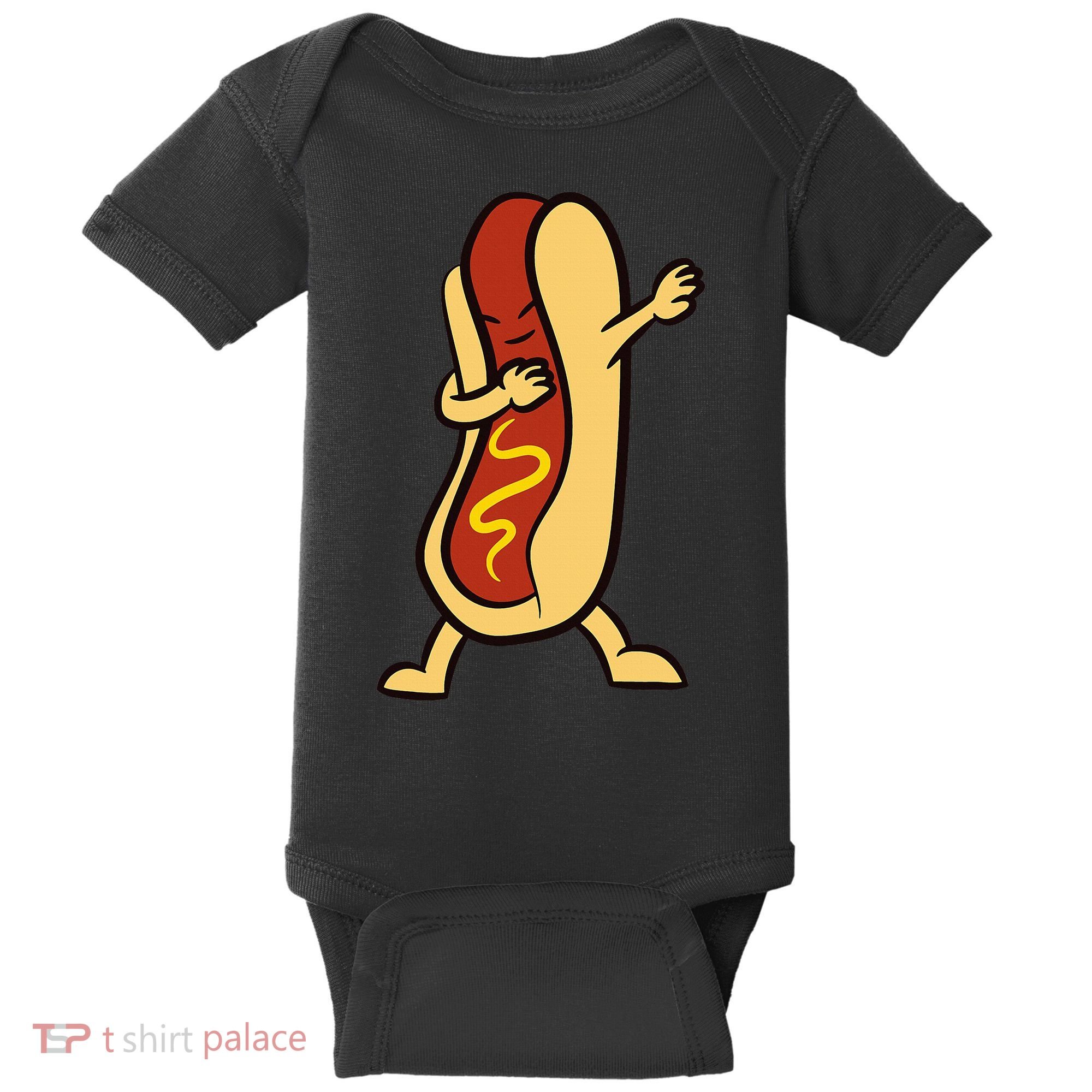 Hotdog Dabbing Funny Hot Dog Baby Bodysuit
