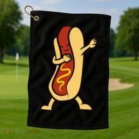 Hotdog Dabbing Funny Hot Dog Golf Towel thumb 1