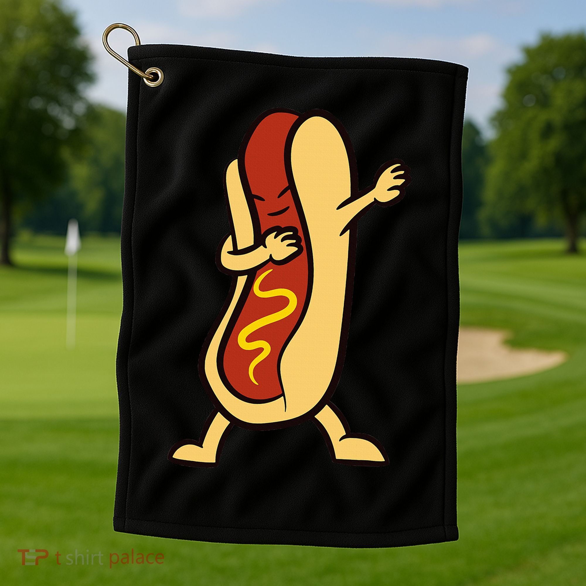 Hotdog Dabbing Funny Hot Dog Golf Towel