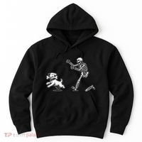 Halloween Dog Funny Skeleton Skeleton Chasing Dog Gift Hoodie thumb 0