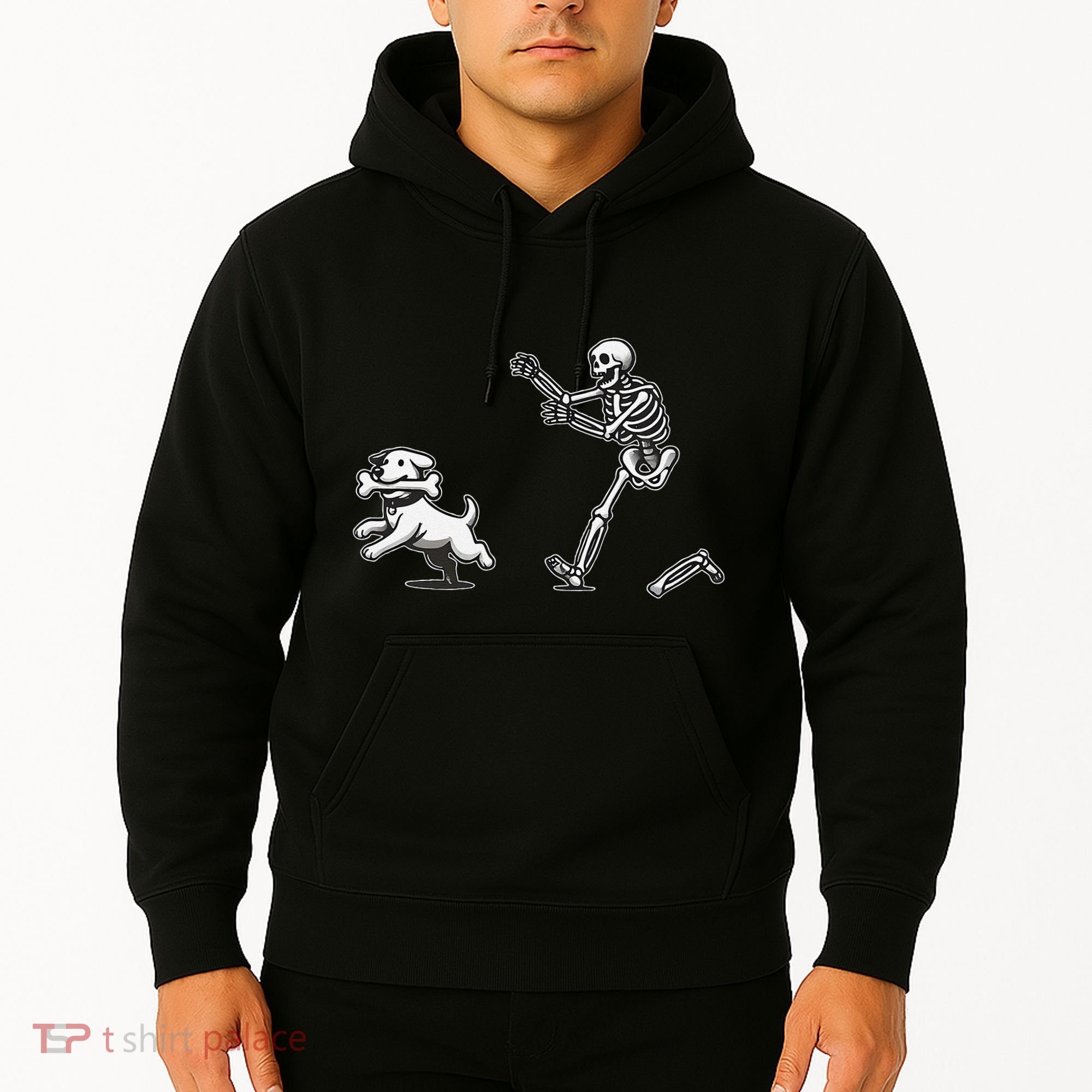 Halloween Dog Funny Skeleton Skeleton Chasing Dog Gift Hoodie