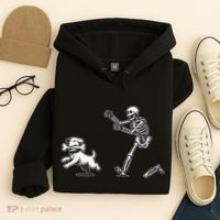 Halloween Dog Funny Skeleton Skeleton Chasing Dog Gift Hoodie thumb 4