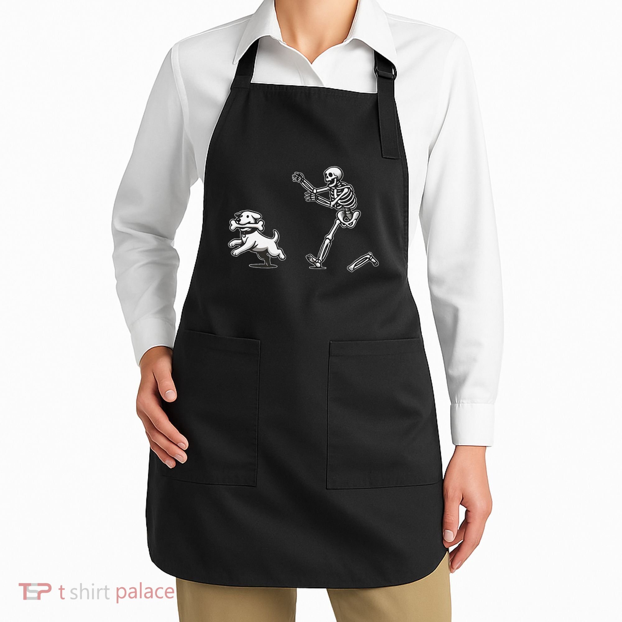 Halloween Dog Funny Skeleton Skeleton Chasing Dog Gift Apron