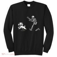Halloween Dog Funny Skeleton Skeleton Chasing Dog Gift Sweatshirt thumb 0