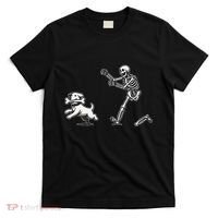 Halloween Dog Funny Skeleton Skeleton Chasing Dog Gift T-Shirt thumb 0