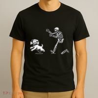 Halloween Dog Funny Skeleton Skeleton Chasing Dog Gift T-Shirt thumb 3