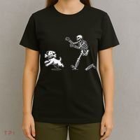 Halloween Dog Funny Skeleton Skeleton Chasing Dog Gift T-Shirt thumb 4