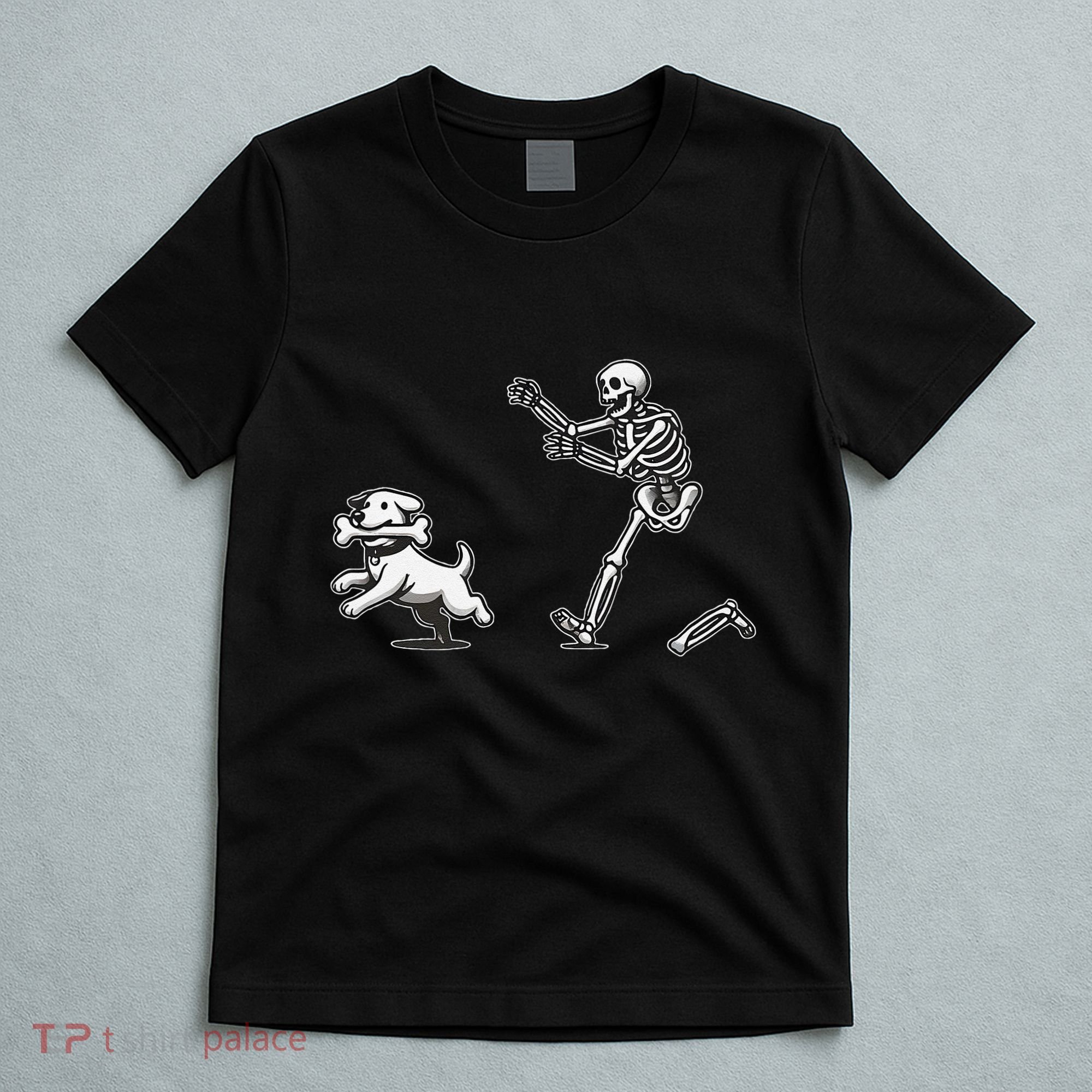 Halloween Dog Funny Skeleton Skeleton Chasing Dog Gift T-Shirt
