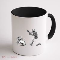 Halloween Dog Funny Skeleton Skeleton Chasing Dog Gift Coffee Mug thumb 1