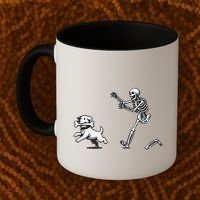 Halloween Dog Funny Skeleton Skeleton Chasing Dog Gift Coffee Mug thumb 2