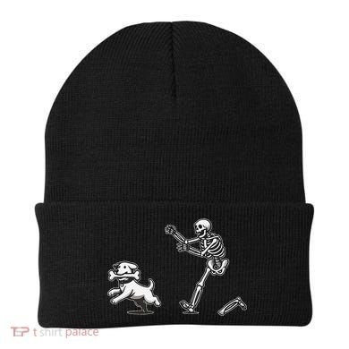 Halloween Dog Funny Skeleton Skeleton Chasing Dog Gift Beanie