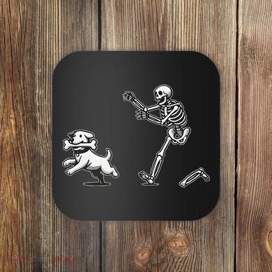 Halloween Dog Funny Skeleton Skeleton Chasing Dog Gift Coaster