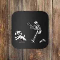Halloween Dog Funny Skeleton Skeleton Chasing Dog Gift Coaster thumb 0