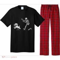 Halloween Dog Funny Skeleton Skeleton Chasing Dog Gift Pajama Set thumb 0