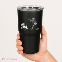 Halloween Dog Funny Skeleton Skeleton Chasing Dog Gift Tumbler thumb 2