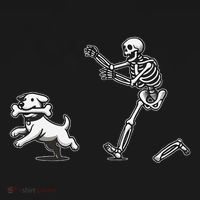 Halloween Dog Funny Skeleton Skeleton Chasing Dog Gift Ornament thumb 1