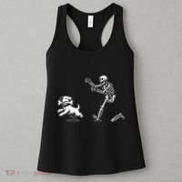 Halloween Dog Funny Skeleton Skeleton Chasing Dog Gift Women's Tank Top thumb 3