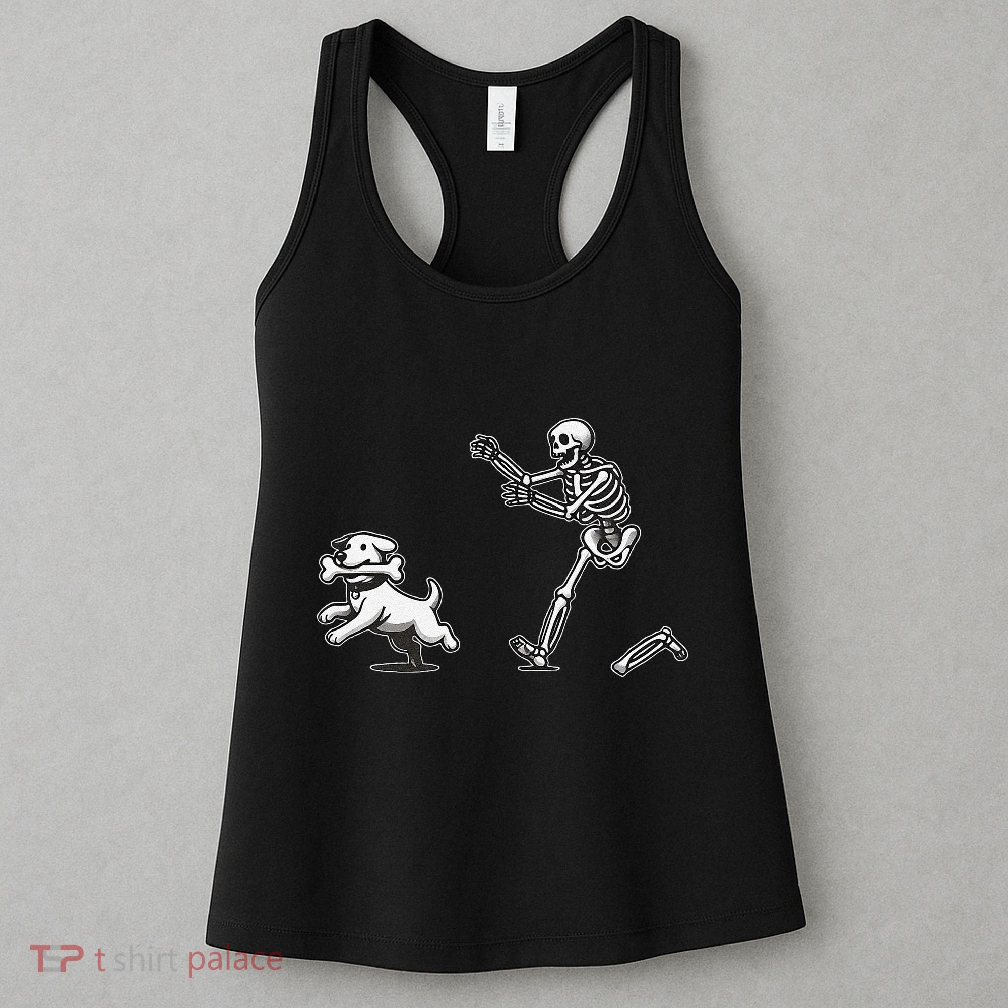 Halloween Dog Funny Skeleton Skeleton Chasing Dog Gift Women's Tank Top
