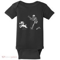 Halloween Dog Funny Skeleton Skeleton Chasing Dog Gift Baby Bodysuit thumb 0