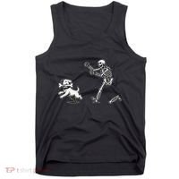 Halloween Dog Funny Skeleton Skeleton Chasing Dog Gift Tank Top thumb 0