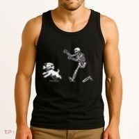 Halloween Dog Funny Skeleton Skeleton Chasing Dog Gift Tank Top thumb 3