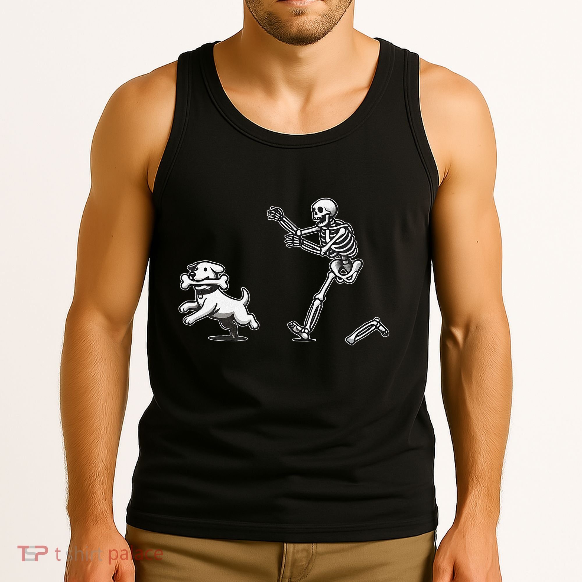 Halloween Dog Funny Skeleton Skeleton Chasing Dog Gift Tank Top