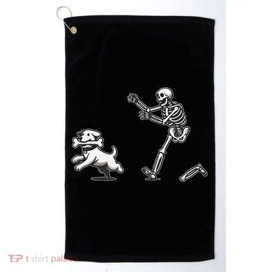 Halloween Dog Funny Skeleton Skeleton Chasing Dog Gift Golf Towel
