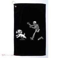 Halloween Dog Funny Skeleton Skeleton Chasing Dog Gift Golf Towel thumb 0