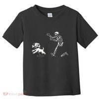 Halloween Dog Funny Skeleton Skeleton Chasing Dog Gift Toddler T-Shirt thumb 0