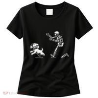 Halloween Dog Funny Skeleton Skeleton Chasing Dog Gift Women's T-Shirt thumb 0