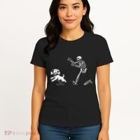 Halloween Dog Funny Skeleton Skeleton Chasing Dog Gift Women's T-Shirt thumb 4
